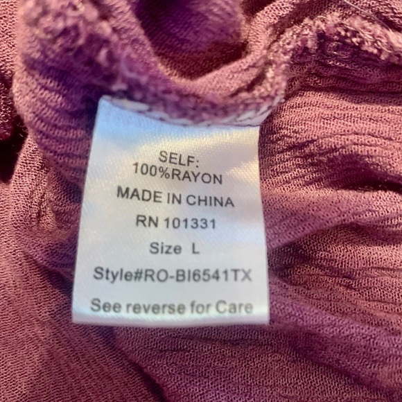 Cropped Peasant Top Large Charlotte Russe Plum Purple Crochet Lace Detail Rayon - Picture 9 of 13